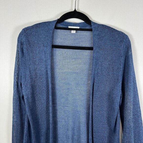 J. Jill Great‎ Seaside Blue Open Long Linen Blend Pocket Cardigan Womens Size XS - Picture 3 of 8